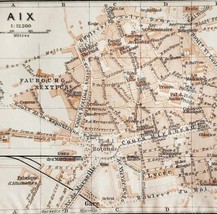 Map Aix Southern France Rare 1914 Lithograph WW1 Street Mini Sheet DWAA20B - £31.63 GBP