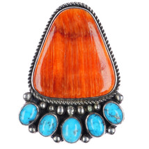 L Kee Navajo sterling, turquoise, spiny oyster foot pendant - $181.91