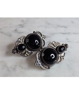 Womens Vintage Estate Sterling Silver Reve Onyx Earrings 20.7g E7676 - $2,187.76 MXN