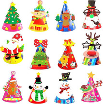 12 Christmas Party Hats Birthday Activity Kit Decorations DIY Fun Arts C... - $9.41