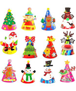 12 Christmas Party Hats Birthday Activity Kit Decorations DIY Fun Arts C... - £7.40 GBP