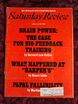 Saturday Review April 10 1971 Bio Feedback Stuart Little Hallowell Bowser - £8.45 GBP