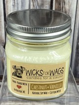 Wicks for Wags Soy Wax Mason Jar Scented Candle - 8 oz - Chestnut &amp; Vanilla -New - £7.78 GBP
