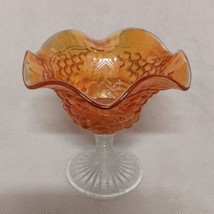 Imperial Glass Vintage Carnival Compote Grape Orange Clear Pedestal 5&quot; H... - £26.33 GBP