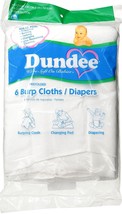 6 burp cloths diapers White 100% COTTON prefolded birdseye weave DUNDEE 13277 - £23.26 GBP