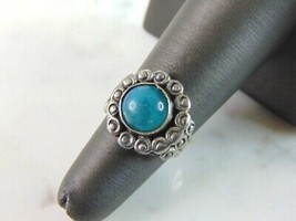 Womens Vintage Estate Sterling Silver Southwestern Turquoise Ring 5.5g E5176 - £23.73 GBP