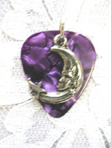 LUNAR MOON GODDESS with STAR on PURPLE GUITAR PICK CHARM PENDANT NECKLACE - $4.99