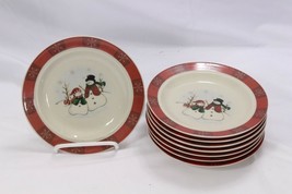 Royal Seasons Snowmen Christmas Bread Plates 6-1/2&quot;  Lot of 8 Xmas - $18.61