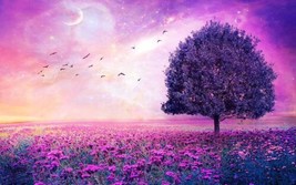 Painting Purple Tree Artwork Fantasy Painting Printed Canvas Wall Decor Giclee - £7.47 GBP+