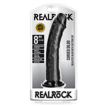 RealRock Realistic 8 in. Curved Dildo With Suction Cup Black - £31.93 GBP
