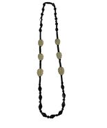 Vintage Black Glass Beaded Necklace Fan Fringe Statement Art Deco Style ... - $28.80