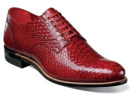 Stacy Adams Madison Anaconda Print Leather Shoes Red 00055-600 - £111.88 GBP