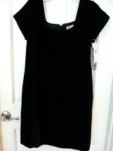 AMANDA SMITH Black Crepe dress Lined Hidden zipper Satin piping Mint w T... - $39.59