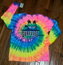Cozumel Tie-Dye Long Sleeve Shirt Large Surf Life Rainbow Colors - $364.34 MXN
