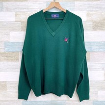 POLO Ralph Lauren Pure Cashmere Sweater Dark Green Golf Shield Logo VTG Mens XL - £147.87 GBP