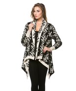 Women&#39;s Print Knit Cardigan Black - $39.19