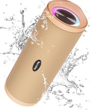 Heysong Portable Bluetooth Speaker, Ipx7 Waterproof Wireless Shower, Apricot. - £36.20 GBP