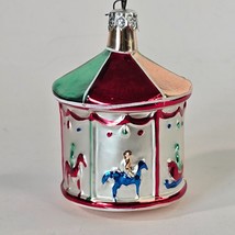 Christmas Ornament Blown Glass Carousel Made in Poland Horse Polish Old World - £11.68 GBP