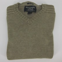 Abercrombie &amp; Fitch Men&#39;s XL 100% Cotton Muscle L/S V-Neck Solid Beige Sweater  - £14.01 GBP