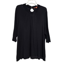 ModCloth Womens Top Black 3X Plus Half Sleeve Blouse Keyhole Button Loop Stretch - £14.06 GBP