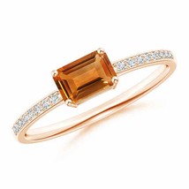 ANGARA East-West Emerald-Cut Citrine Solitaire Ring for Women in 14K Solid Gold - £520.44 GBP