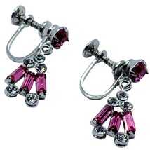 Bond Boyd Sterling silver 925 pink rhinestones screw back earrings - £31.42 GBP