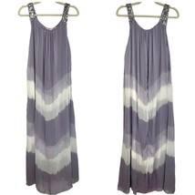 Soft Surroundings Silk Tie Dye Boho Beachy Sequin Strap Maxi Dress Sz Large - £60.47 GBP