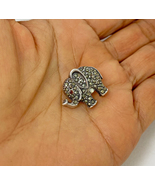 Minimalist Marcasite Elephant Brooch 925 Sterling Silver, Handmade Anima... - £33.57 GBP