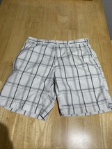 Champions Tour Athletic Chino Golf Shorts Men&#39;s 34 White Plaid Flat Front - $14.90