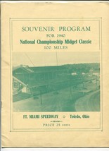 Ft Miami Speedway Race Program 1940-MIDGET CLASSIC-TOLEDO OH-RARE-fn - £134.12 GBP