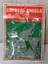 Vintage set 6 Clear Plastic crystal Angels Christmas Ornaments Blown Gla... - $10.29