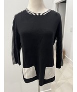 Belford Womens Cotton Round Neck 3/4 Sleeve Sweater Black/White Striped ... - $489.04 MXN