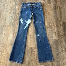Levi&#39;s 518 SUPERLOW Size 3 Long Low Rise Bleach Boot Cut Jeans Denim Pan... - £22.35 GBP