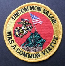 Usmc Marines Marine Veteran Uncommon Valor Iwo Jima Embroidered Patch 3 Inches - £4.53 GBP