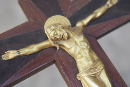 ⭐ vintage French crucifix ,religious wall cross art deco,signed Debrie ⭐ - £38.14 GBP