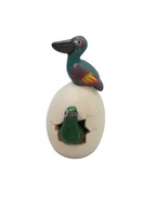 Hatched Egg Pottery Bird Blue Pelican Green Swan Mexico Hand Painted Cla... - £11.61 GBP