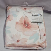 Lambs &amp; Ivy Girls Rule the World Blanket White Mauve Salmon Pink Flower ... - £46.54 GBP