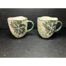 Ruby Lotus Rim Green Coffee Mug, 19 oz Hand Crafted Cup, Large Grape Des... - $451.60 MXN
