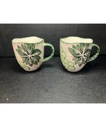 Ruby Lotus Rim Green Coffee Mug, 19 oz Hand Crafted Cup, Large Grape Des... - $452.37 MXN