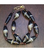 Bellissima collana di perle di agata Suleimani africana mediorientale - $1,746.52 MXN