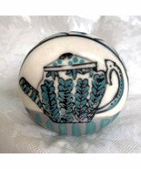 Vintage Drawer Pull Cabinet Knob Teapot Design Aqua Black &amp; White 1.34&quot; ... - $8.04 CAD