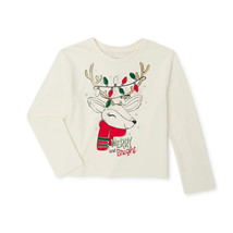 Way To Celebrate Christmas Ls Reindeer Tee Size XXL (18) Color Cream - £15.76 GBP