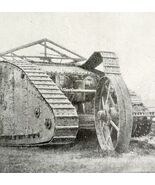 British Armored Tank Caterpillar WW1 Print 1917 Military Vehicles Of War... - $550.13 MXN