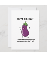 Beesonpage | Funny Eggplant Birthday Card, Mature Humor, Unique Greeting - $303.77 MXN