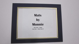 Picture Framing Double Mat 11x14 for 9 x 7 photo Navy blue with gold liner - £7.89 GBP