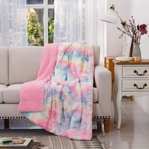 Faux Fur Throw Blanket, Super Soft Fuzzy Lightweight Luxurious Cozy Warm Fluffy  - £30.36 GBP
