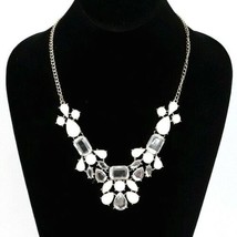 Clear White Lucite Princess Statement Chain Necklace Unsigned EUC - £16.03 GBP