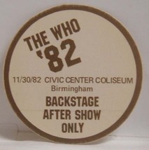 WHO / PETE TOWNSHEND - ORIGINAL BIRMINGHAM 82 CLOTH SHOW BACKSTAGE PASS ... - £11.20 GBP