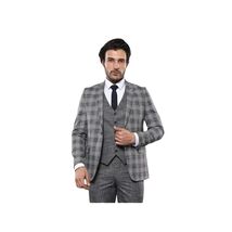 Men 3pc European Vested Suit WESSI by J.VALINTIN Extra Slim Fit JV37 Black White image 2