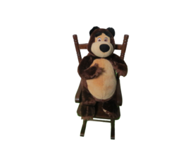 17&quot; T Bear Plush Standing On Wooden Rocking Chair Bear Is Not Attached To Chair - £15.11 GBP